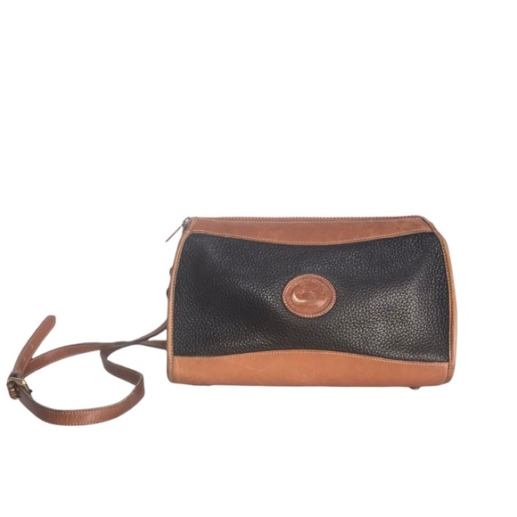 Dooney & Bourke Handbags - Dooney & Bourke Vintage 90’s Black/Tan All Weather Pebble Leather Crossbody Bag